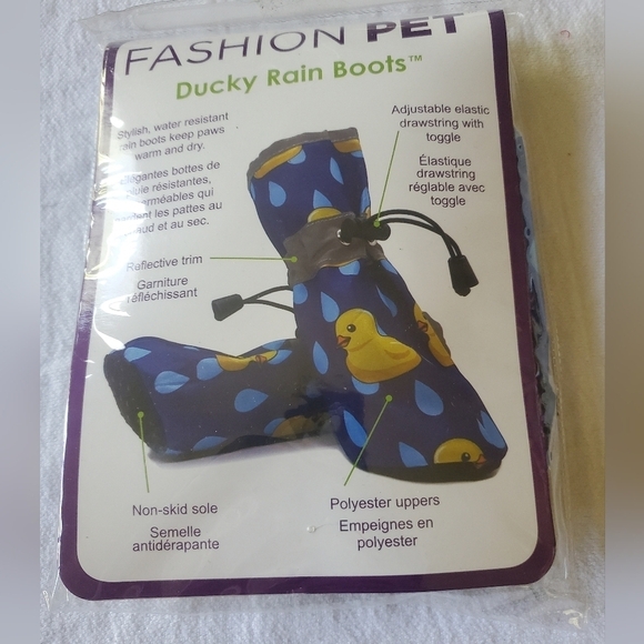 Fashion Pet Ducky Rain Royal Blue Protective Sz. XL  Drawstring Boots - Picture 1 of 5